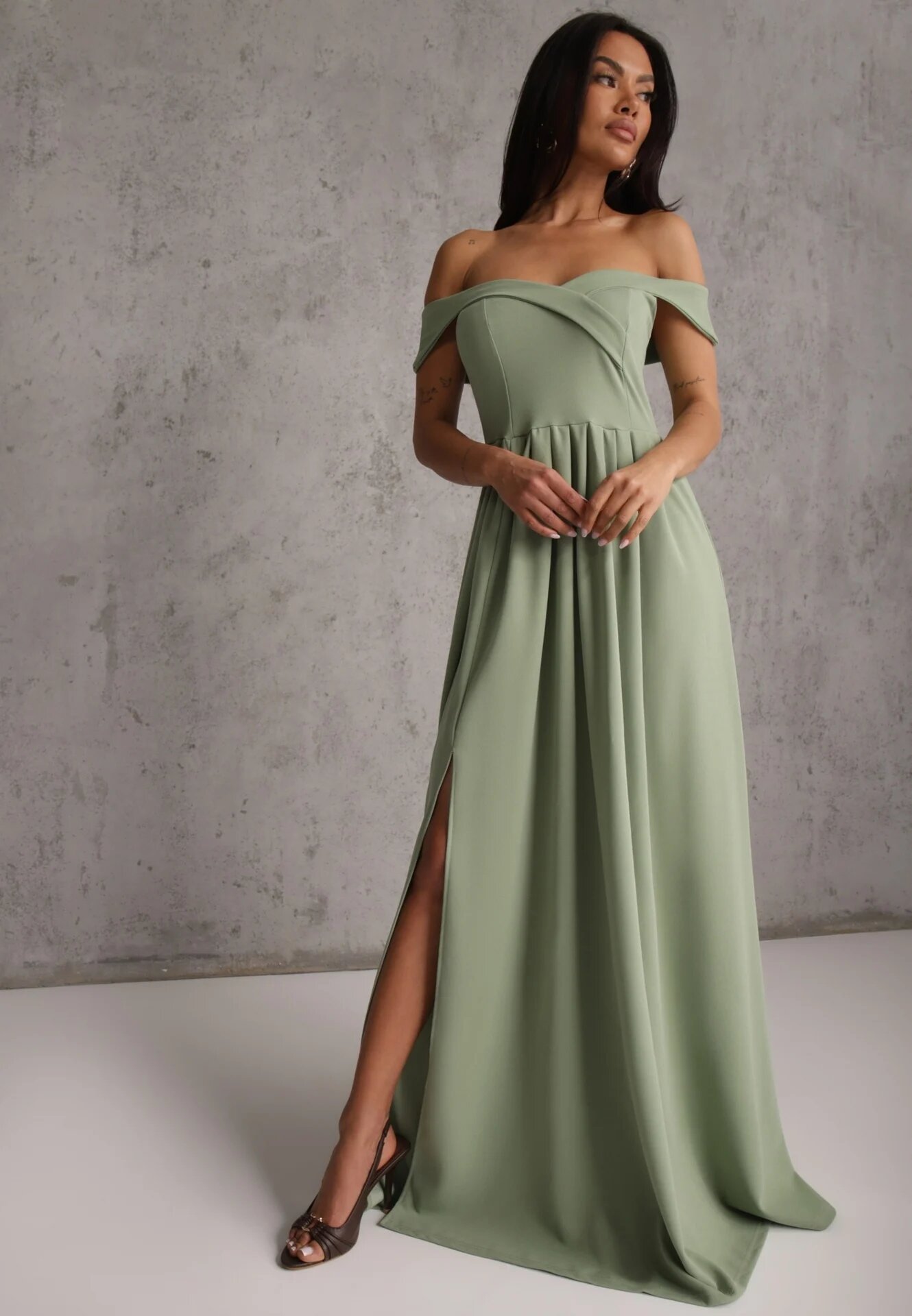 messaya Rochie Verde Deschis Elegantă Lungă Spania Cu despicătură la tiv Idelia