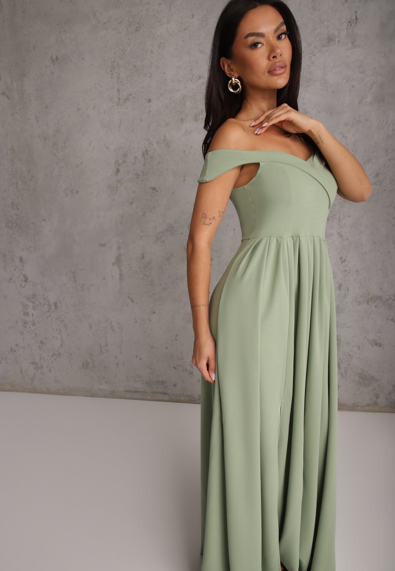 messaya Rochie Verde Deschis Elegantă Lungă Spania Cu despicătură la tiv Idelia