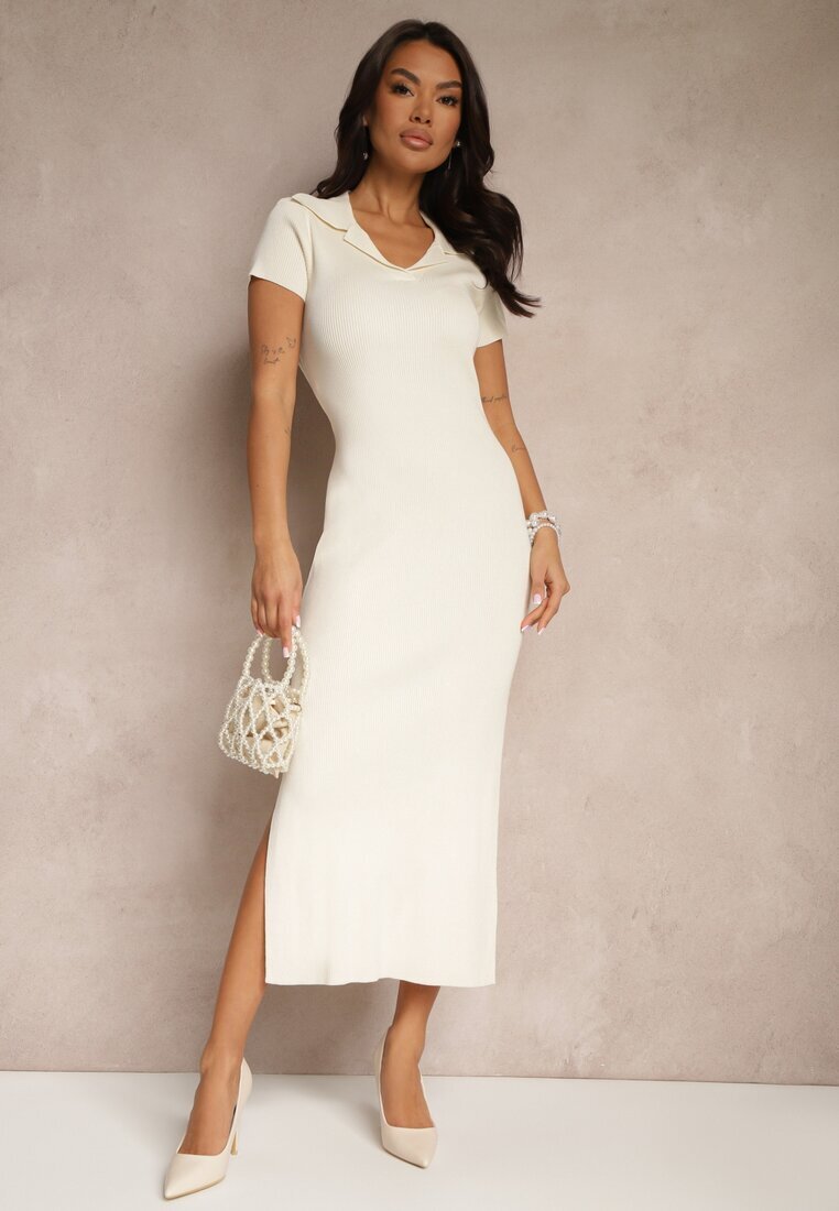 metro five Rochie bej deschis Bodycon cu adaos de viscoză cu decupaj din material reiat Irittnea