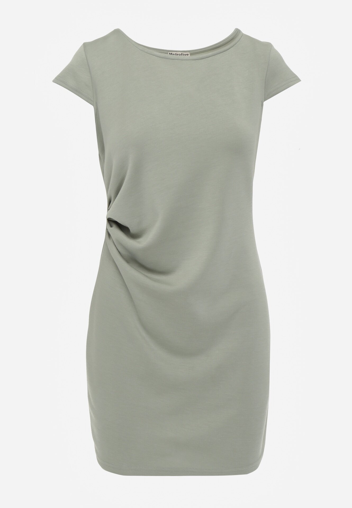 metro five Rochie bodycon minimalistă cu fronțuri și mânecă scurtă Diomilla Verde