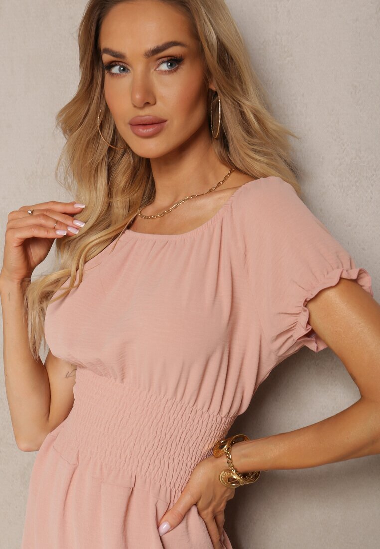 metro five Rochie Roz închis Spaniolă cu croi clos cu elastic în talie Lavela