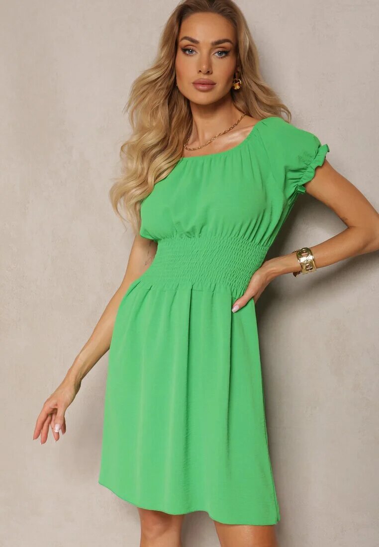 metro five Rochie Spaniolă Verde cu croială evazată cu elastic în talie Lavela
