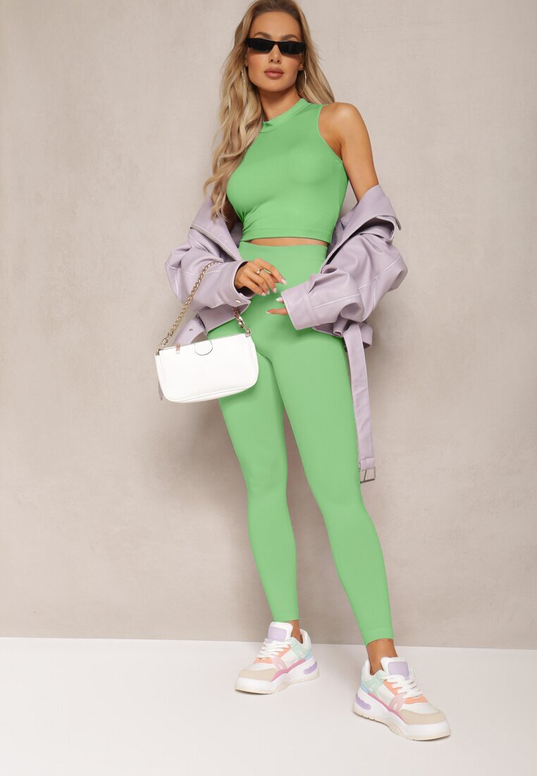 metro five Top Verde deschis Elastic cu Guler scurt Nonahilla