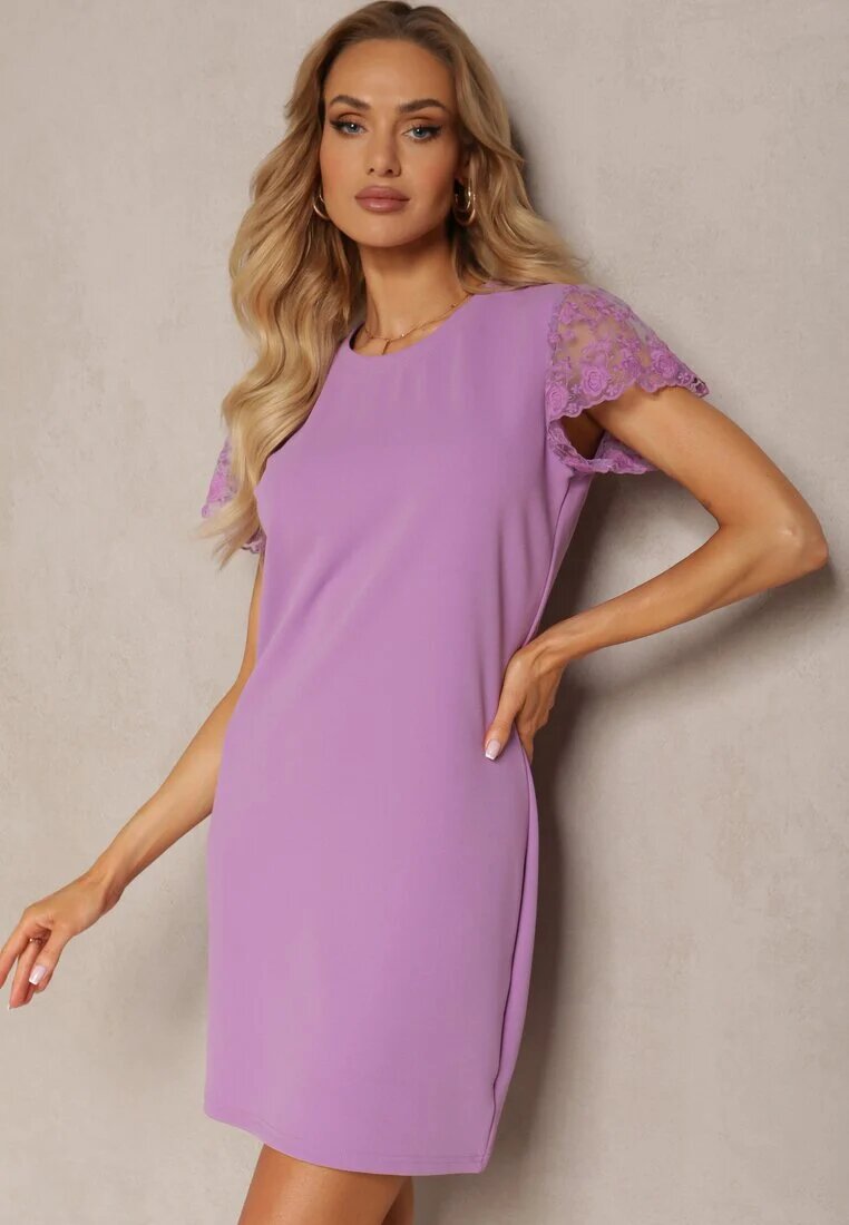 metrofive Rochie Casual Mov Decorată cu dantelă pe mânecă Haaklanda
