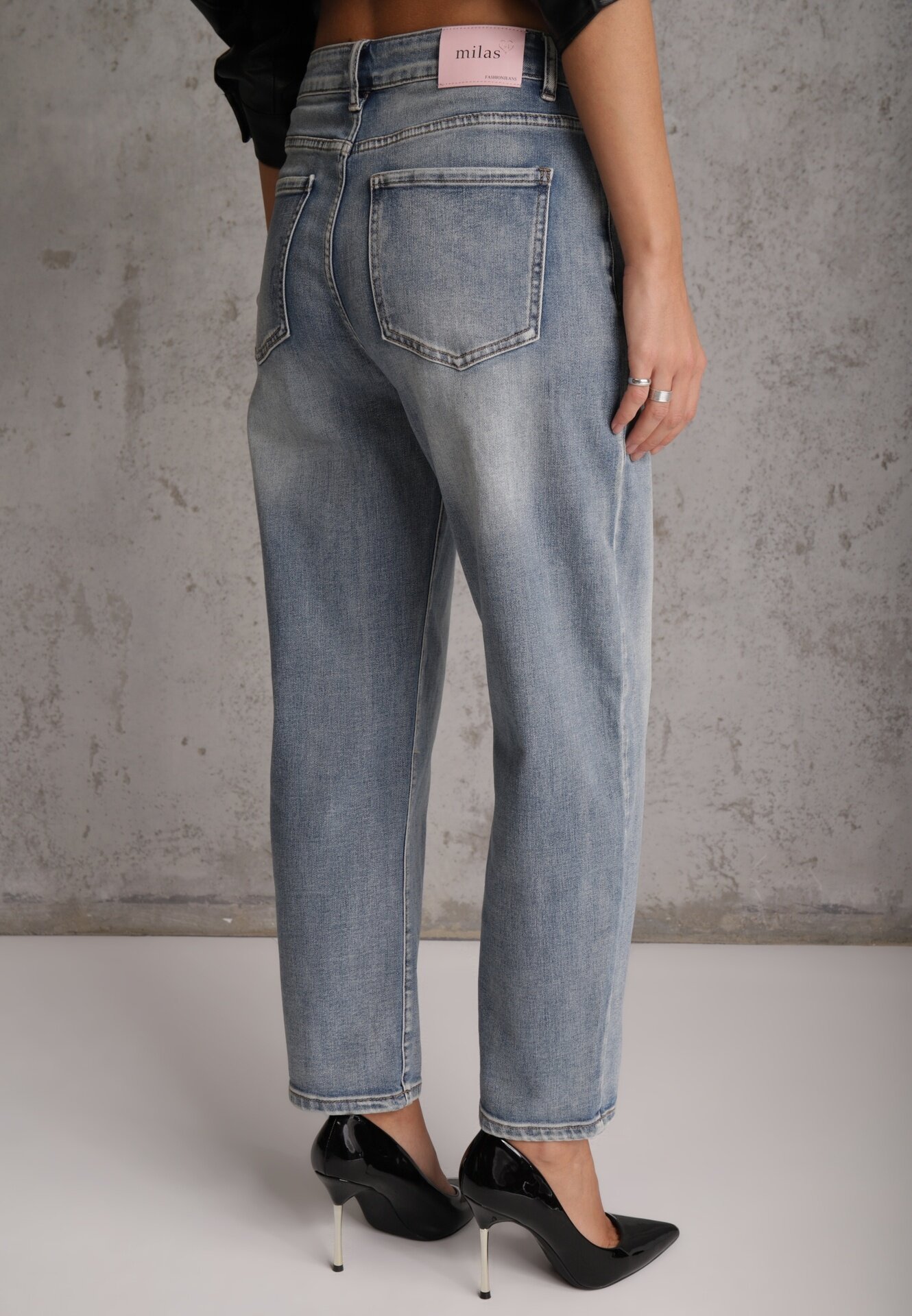 milas91 Blugi Albastre High Waist Mom Fit Zolseli