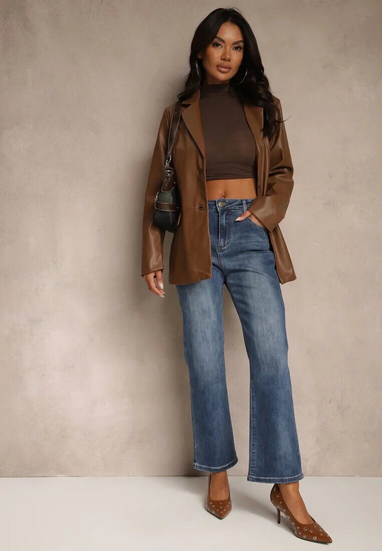 milas91 Blugi Albaștri Drepți Regular Waist Fesalira