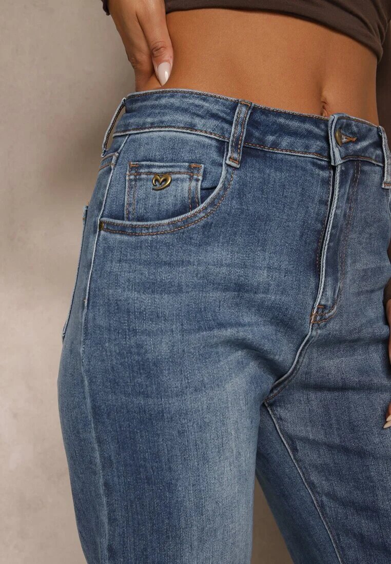 milas91 Blugi Albaștri Drepți Regular Waist Fesalira