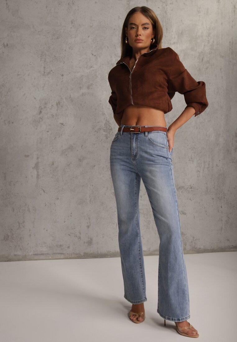 milas91 Blugi Albaștri evazați Bootcut High Waist cu Bumbac Urilyss
