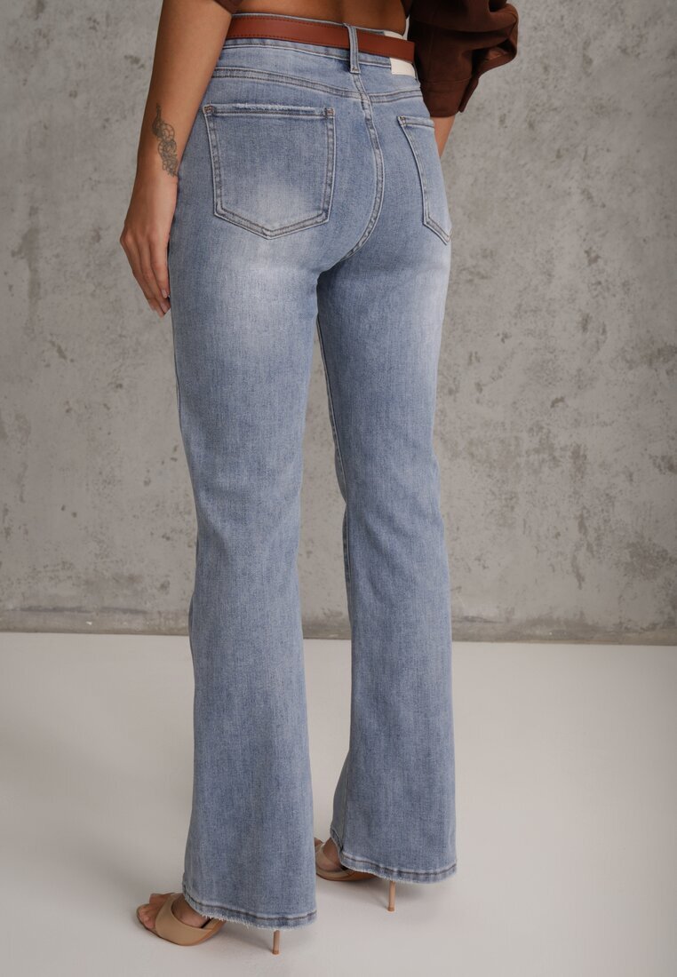 milas91 Blugi Albaștri evazați Bootcut High Waist cu Bumbac Urilyss