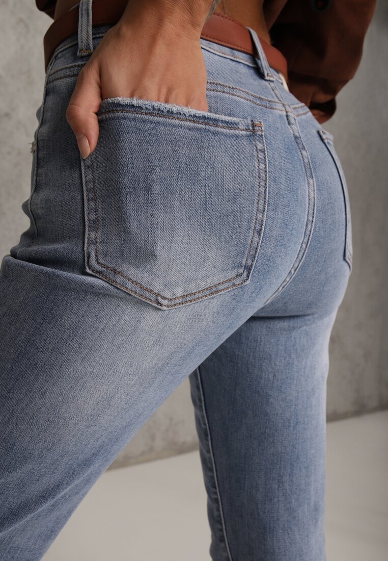 milas91 Blugi Albaștri evazați Bootcut High Waist cu Bumbac Urilyss