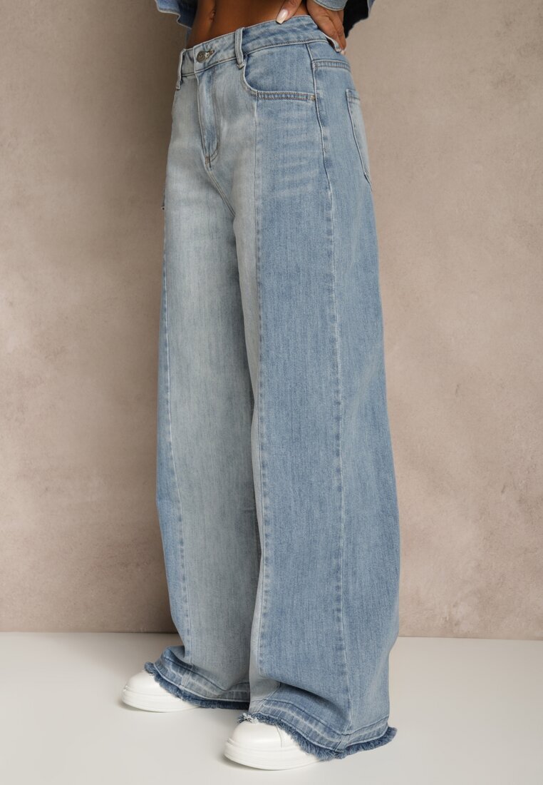 milas91 Blugi albaștri High Waist Wide Leg în Două Nuanțe de Denim Carilvienne