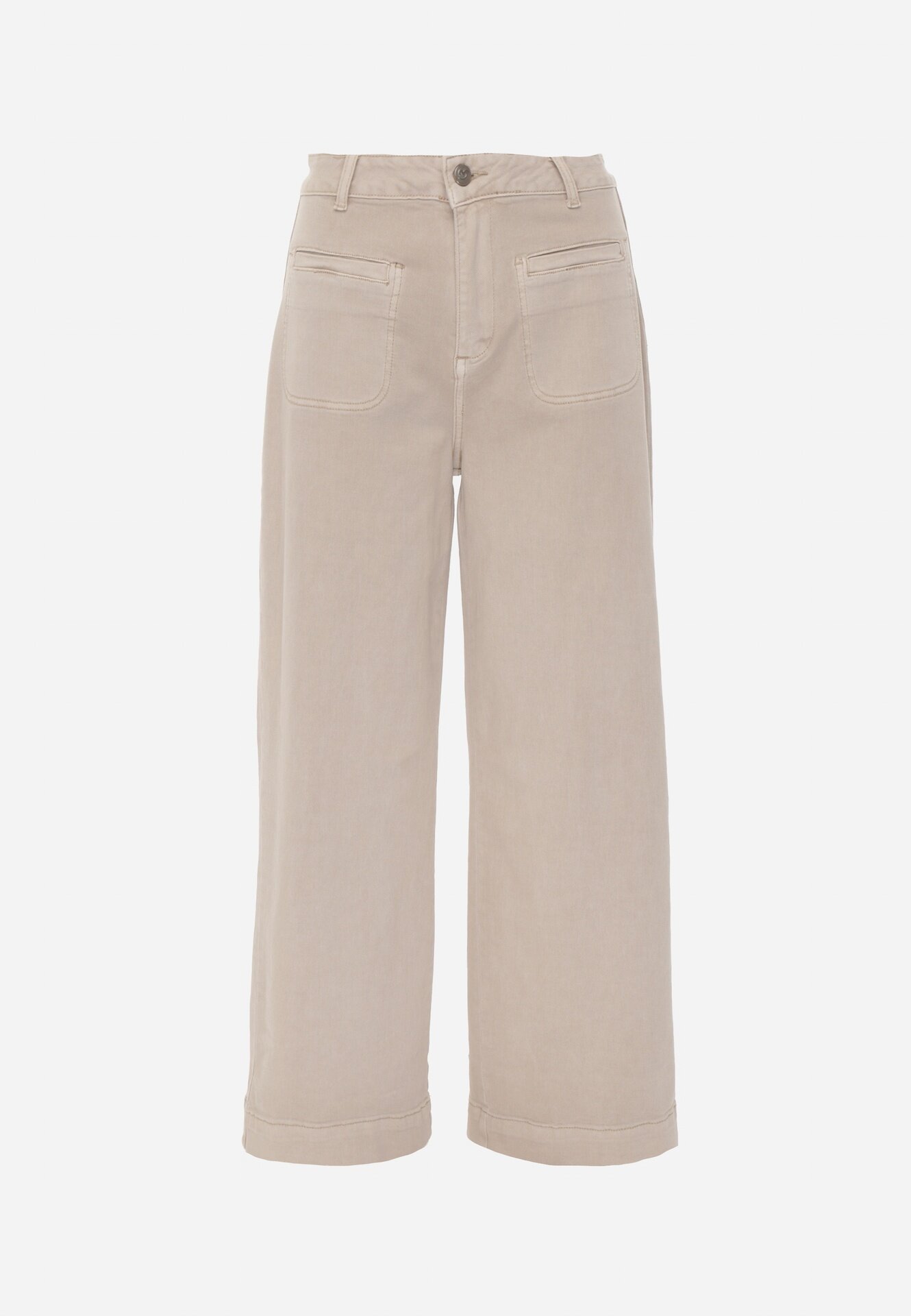 milas91 Blugi Bej High Waist Wide Leg din bumbac cu buzunare aplicate Yrelelin