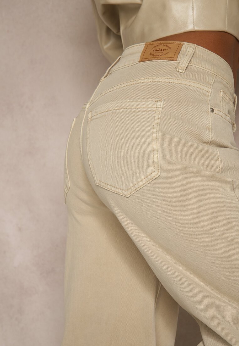 milas91 Blugi bej High Waist Wide Leg Meorise
