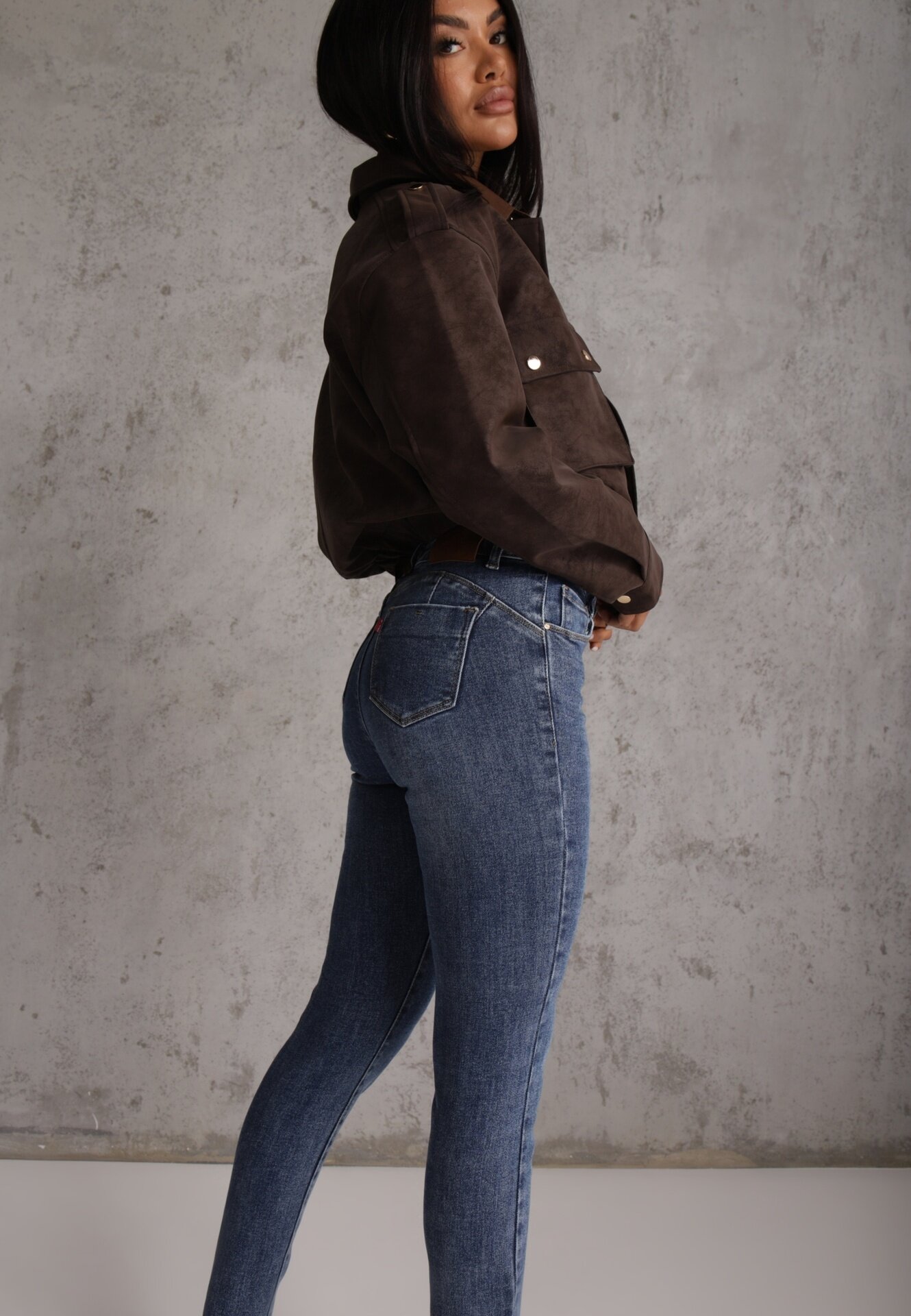 milas91 Blugi elastici din bumbac skinny cu efect de decolorare Ganra Albaștri
