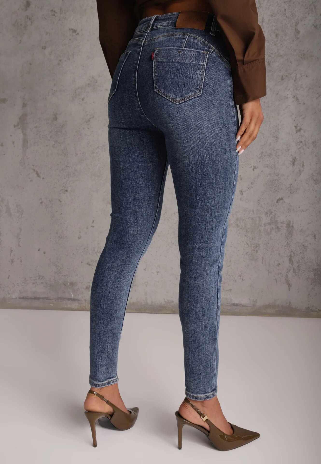 milas91 Blugi elastici din bumbac skinny cu efect de decolorare Ganra Albaștri