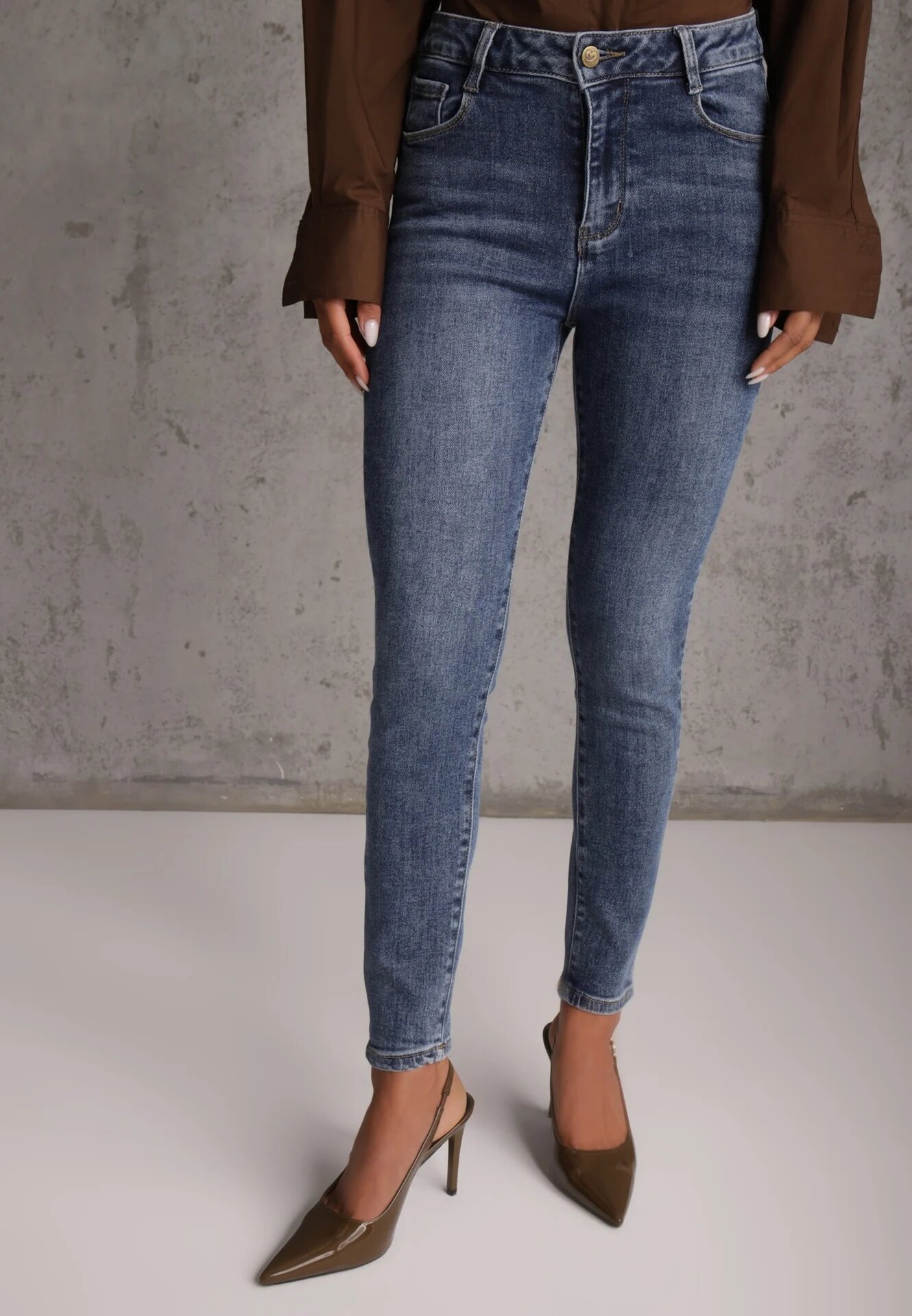 milas91 Blugi elastici din bumbac skinny cu efect de decolorare Ganra Albaștri
