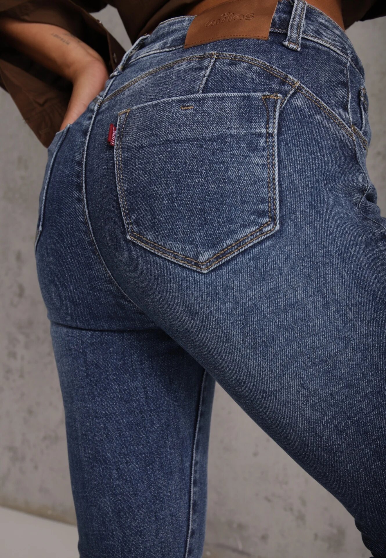 milas91 Blugi elastici din bumbac skinny cu efect de decolorare Ganra Albaștri