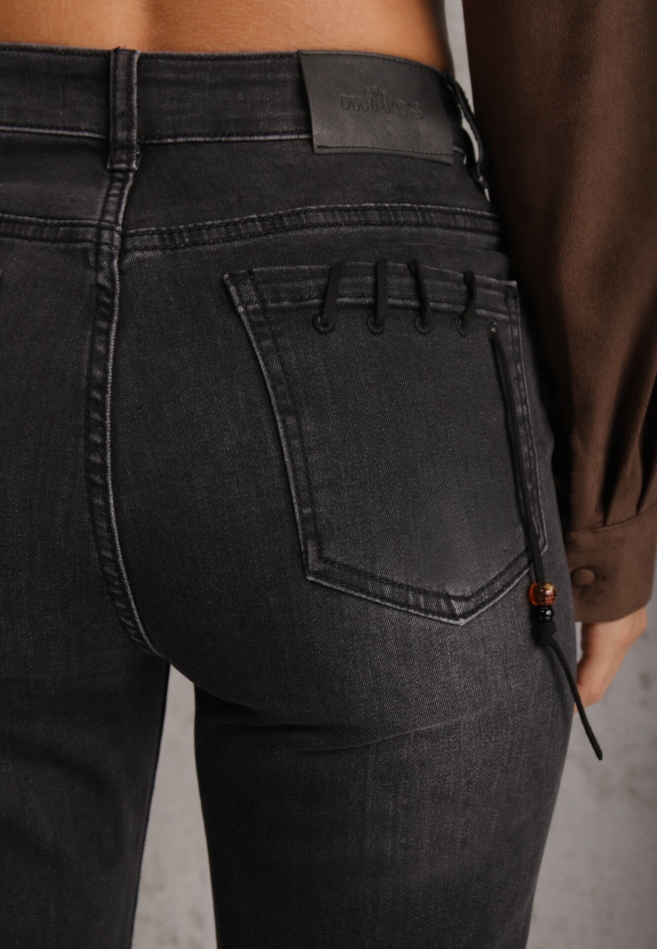 milas91 Blugi Flare cu Bumbac High Waist Ademe Negri