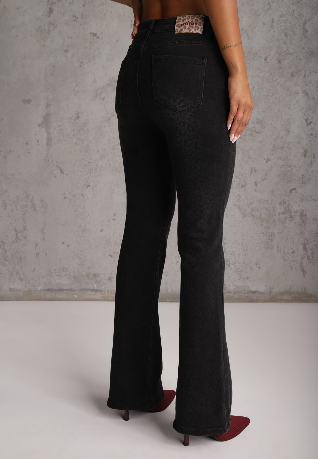 milas91 Blugi flare high waist cu conținut ridicat de bumbac Drienne Negri