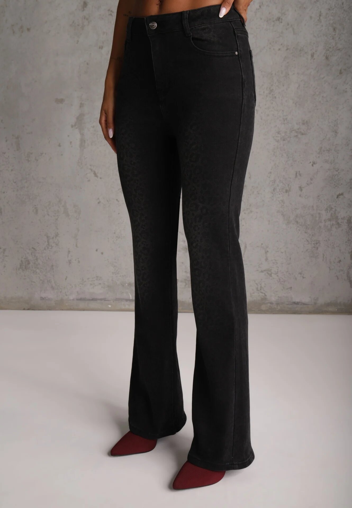 milas91 Blugi flare high waist cu conținut ridicat de bumbac Drienne Negri