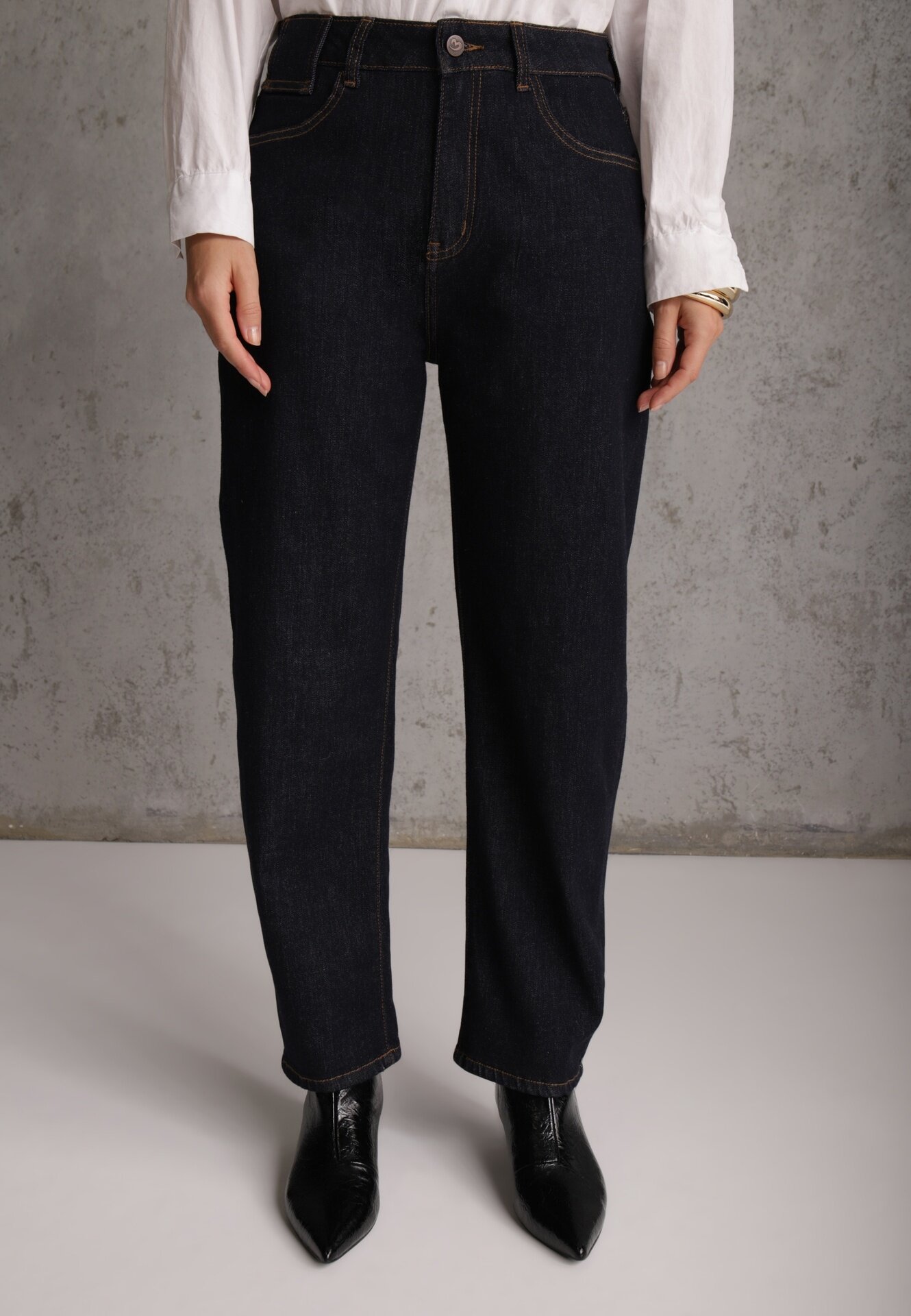 milas91 Blugi High Waist cu croială Mom Jeans din bumbac Cirette Bleumarin