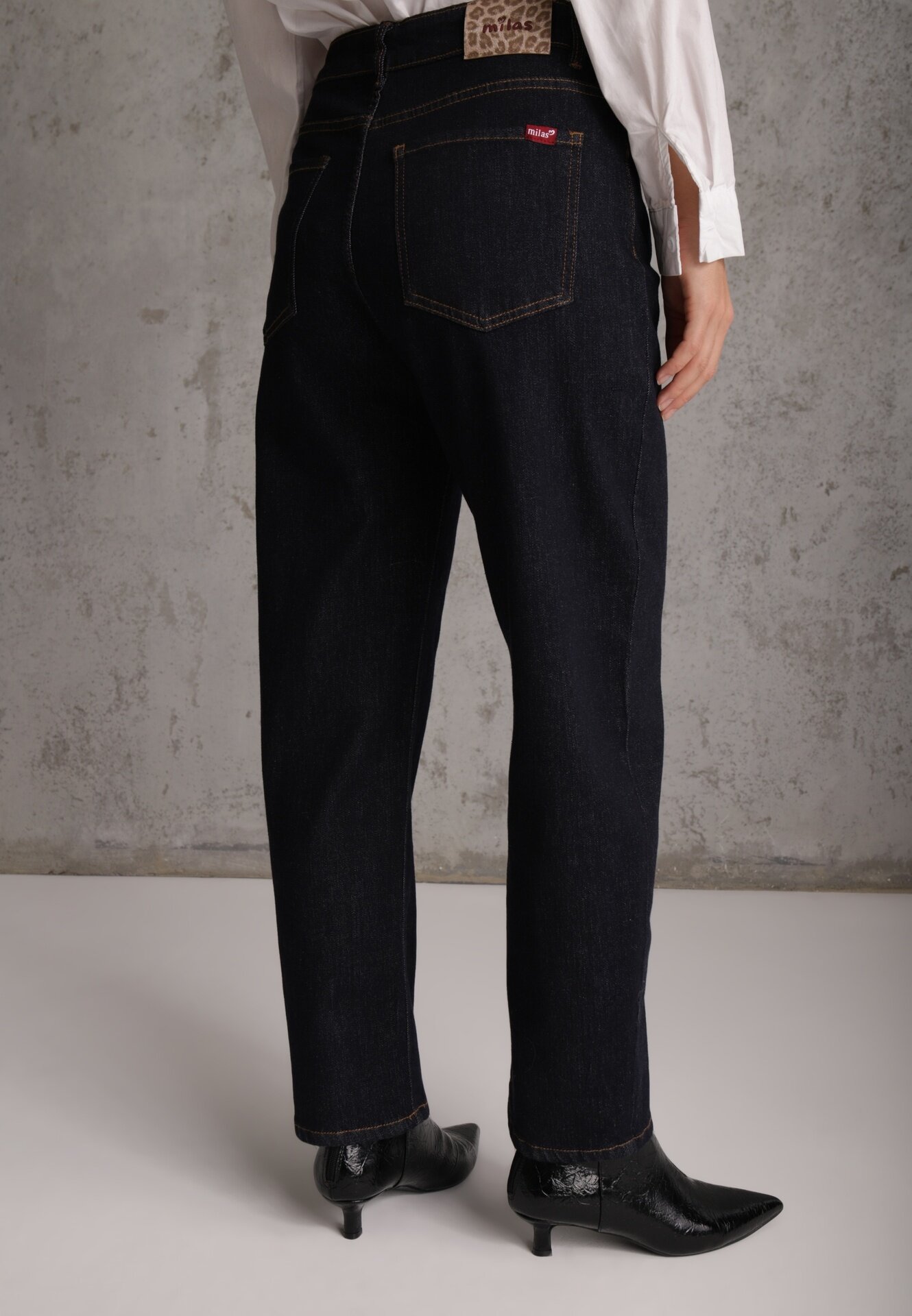 milas91 Blugi High Waist cu croială Mom Jeans din bumbac Cirette Bleumarin