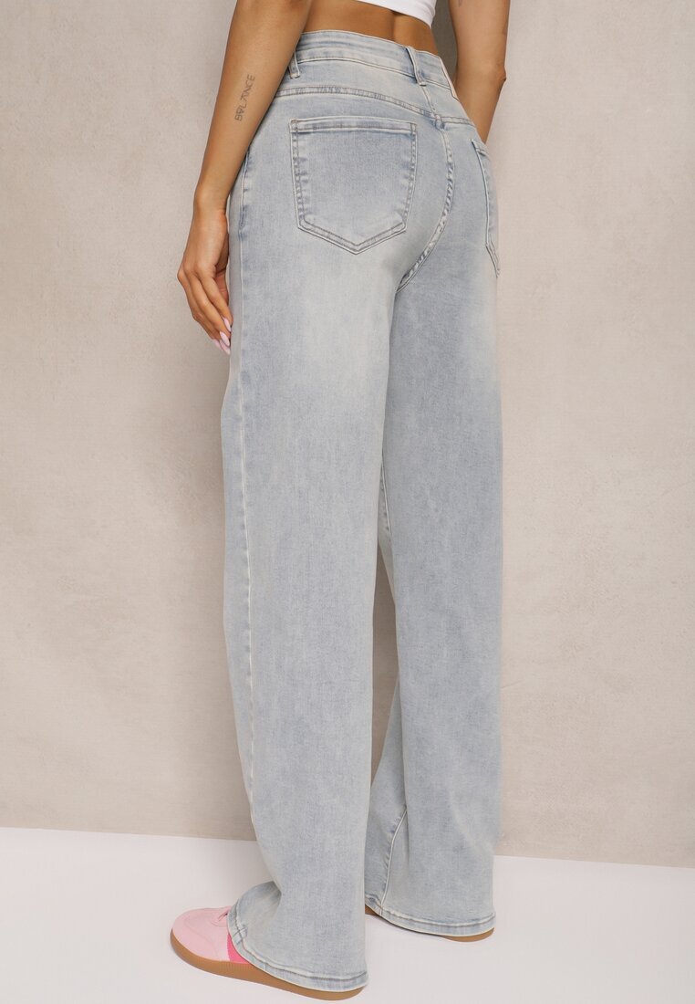 milas91 Blugi Largi Albastru Deschis High Waist Lanosisa