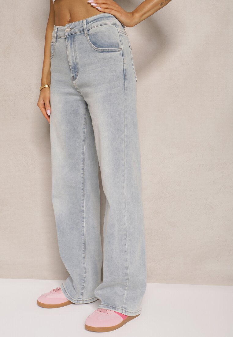 milas91 Blugi Largi Albastru Deschis High Waist Lanosisa
