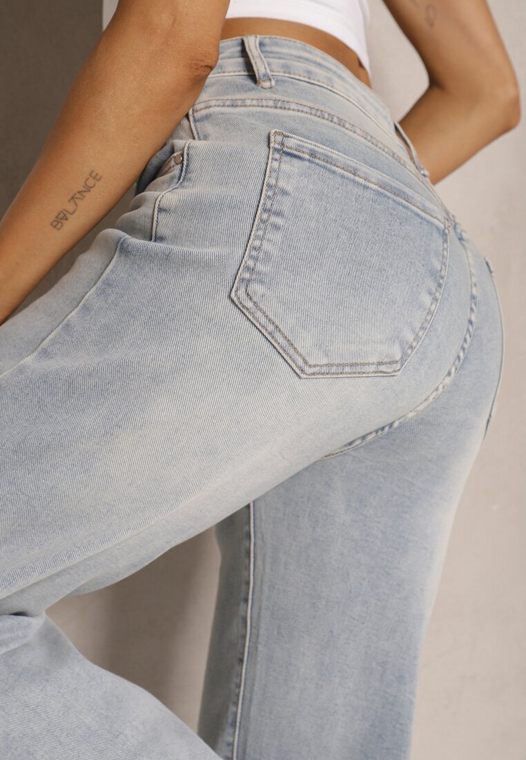 milas91 Blugi Largi Albastru Deschis High Waist Lanosisa