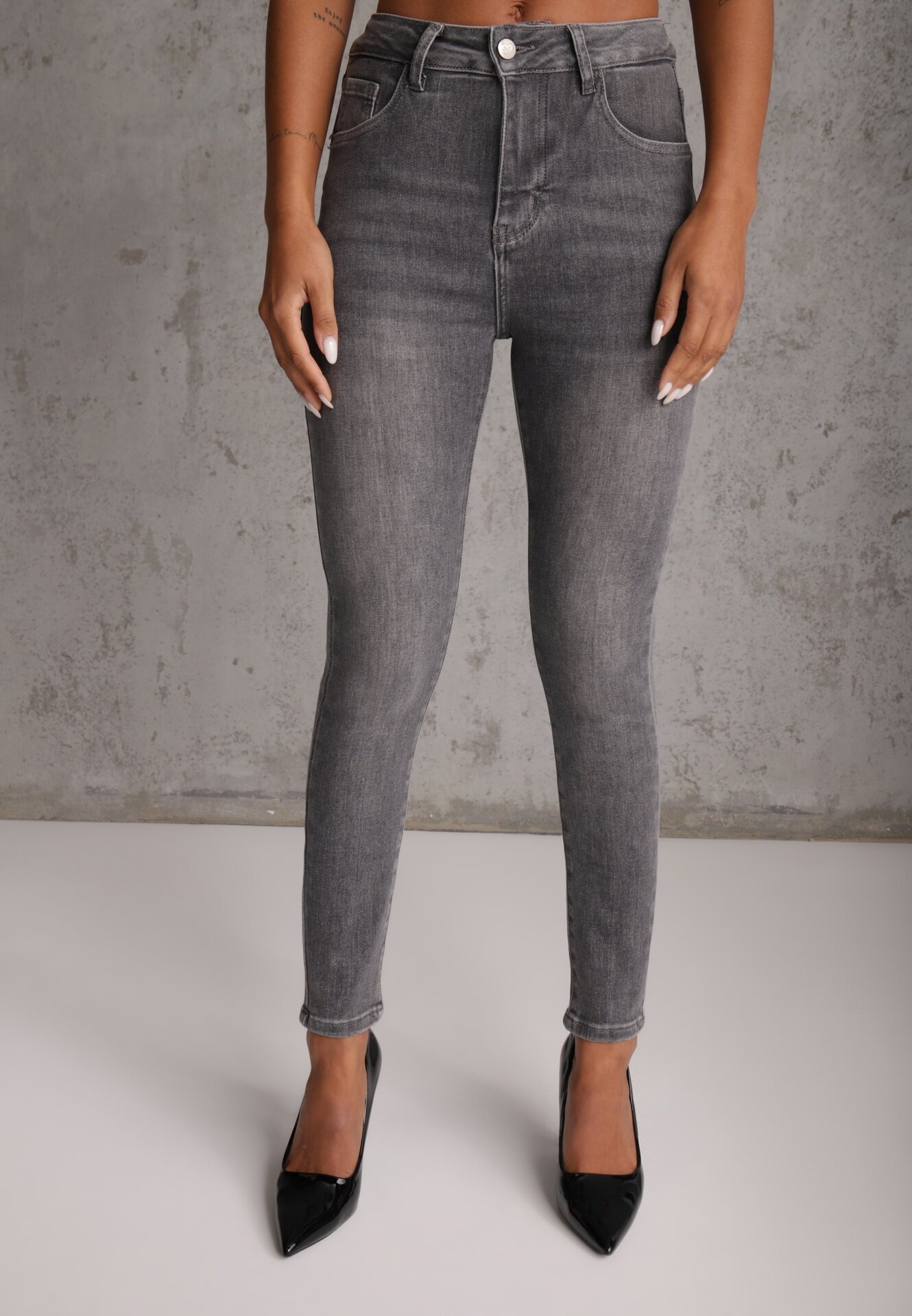 milas91 Blugi modelatori de tip Skinny cu bumbac Oneim Gri