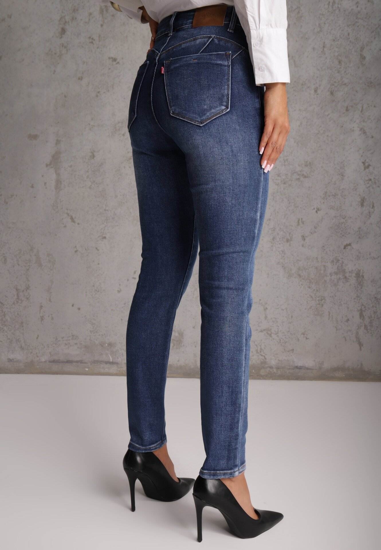 milas91 Blugi modelatori din bumbac Skinny/Slim cu efect Push-Up Orifia Albaștri