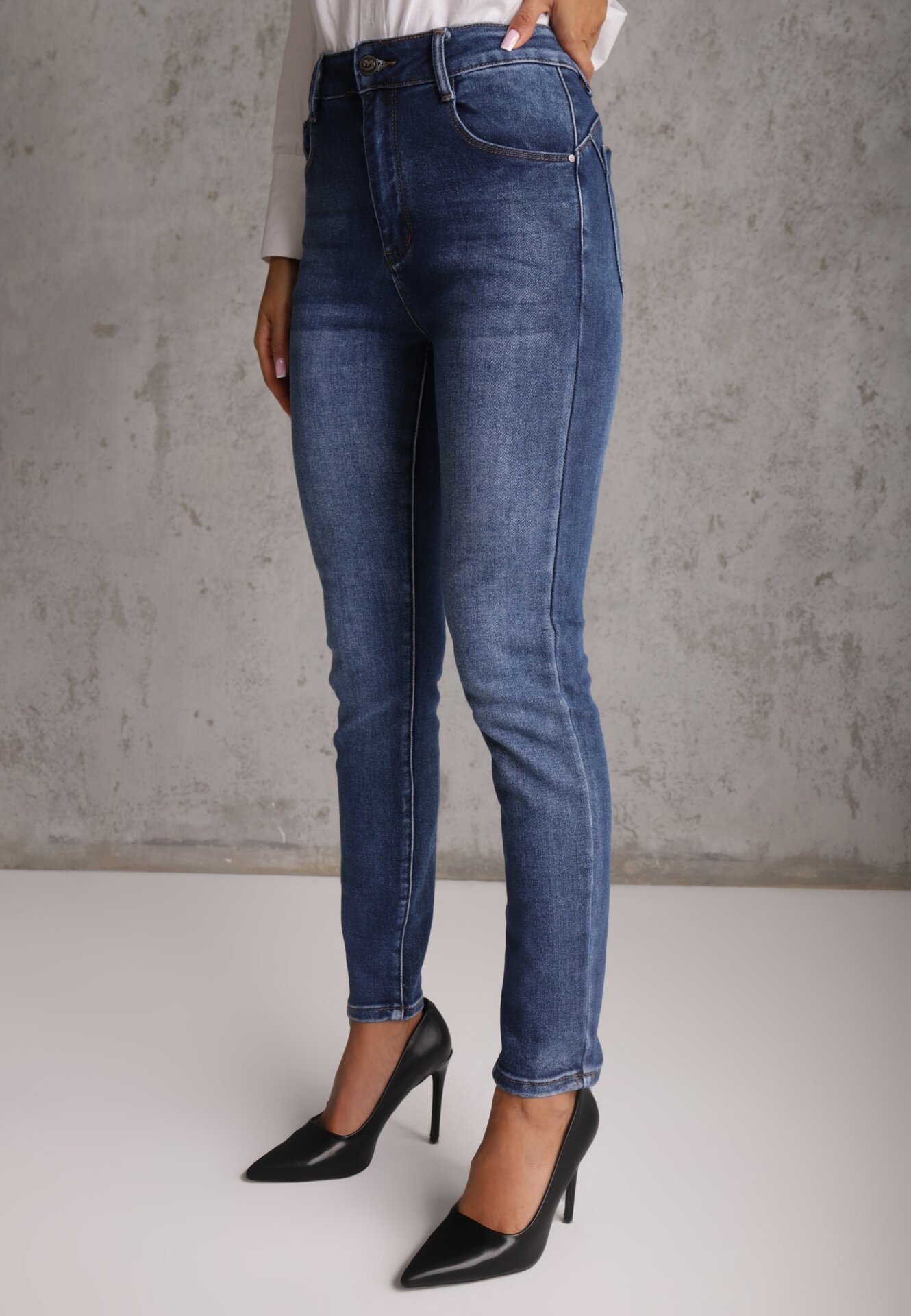 milas91 Blugi modelatori din bumbac Skinny/Slim cu efect Push-Up Orifia Albaștri
