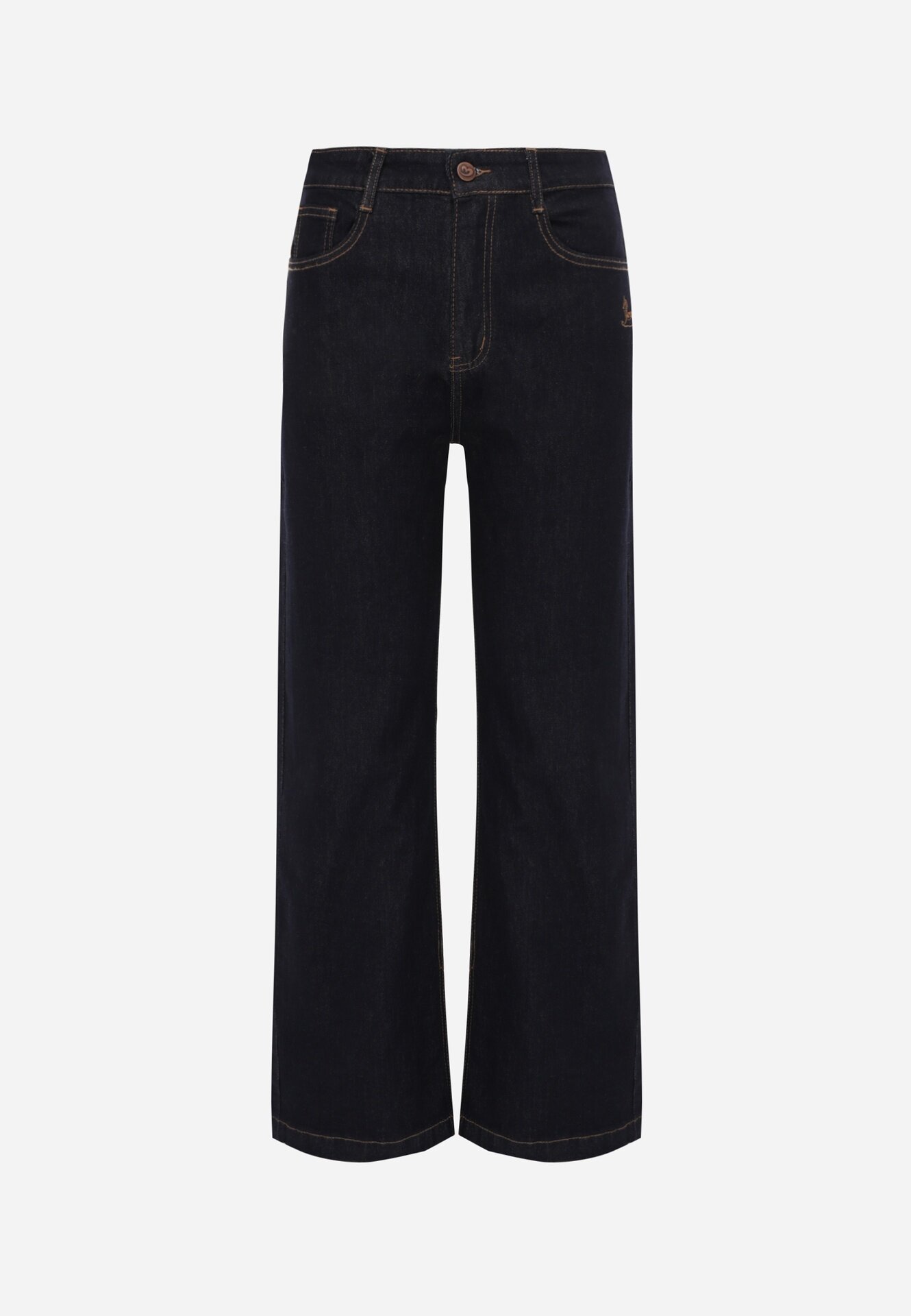 milas91 Blugi Straight Leg Standard Waist Bogate w Bawełnę Giovantta Bleumarin