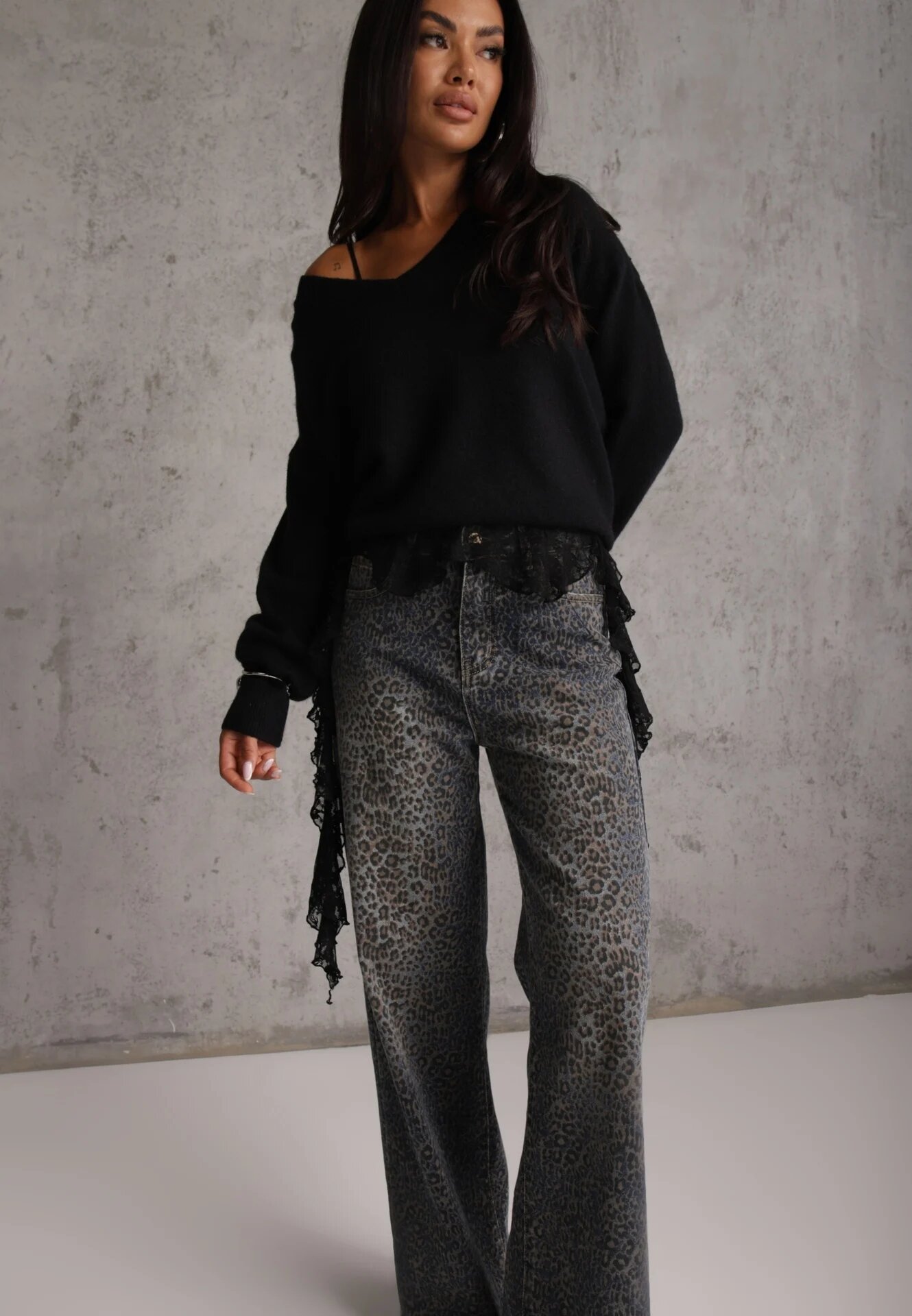 milas91 Blugi Wide Leg High Waist cu bumbac Fealli Albaștri