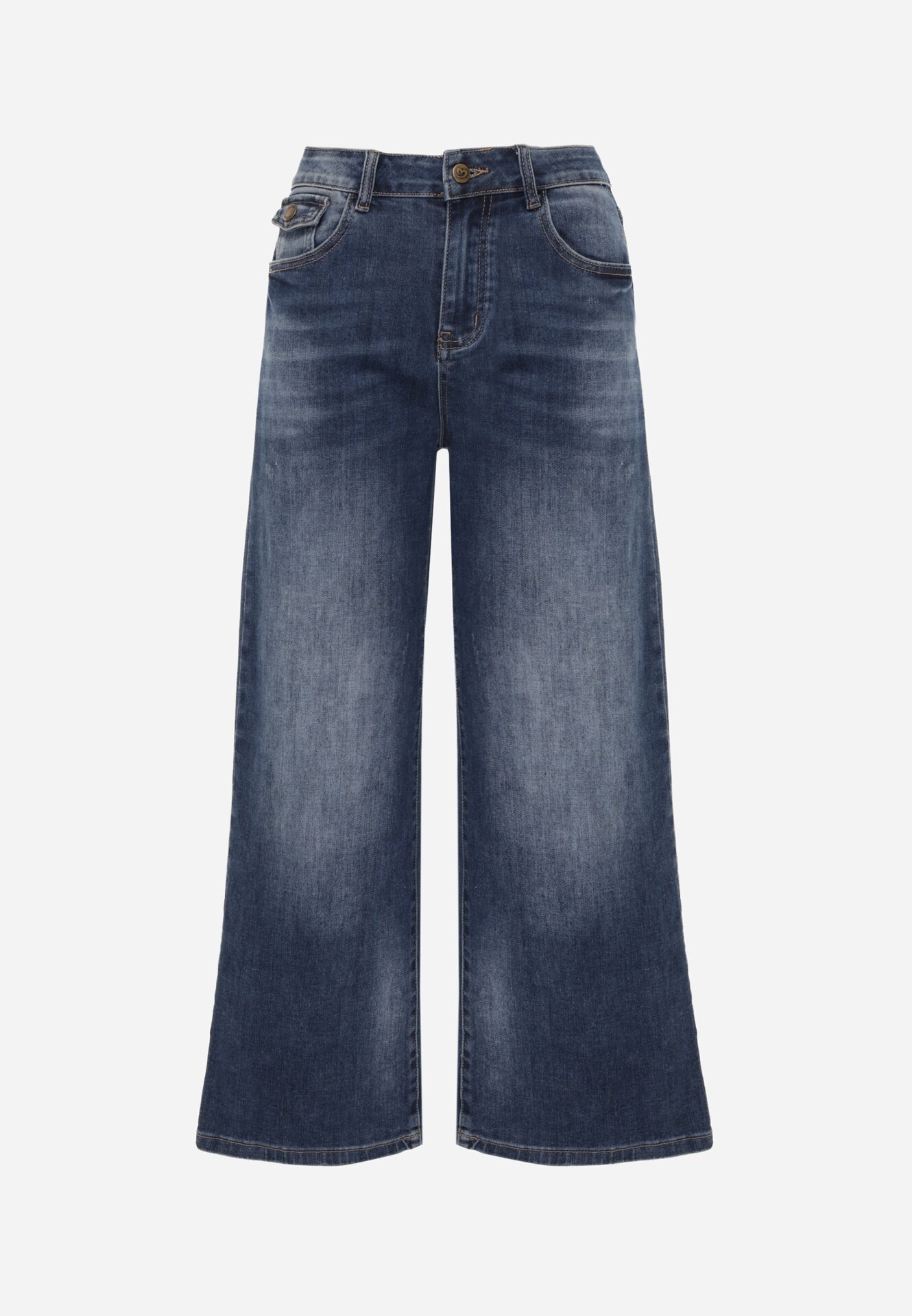 milas91 Blugi Wide Leg Standard Waist cu Buzunare cu Clape în Stil Y2K Nirasa Albaștri