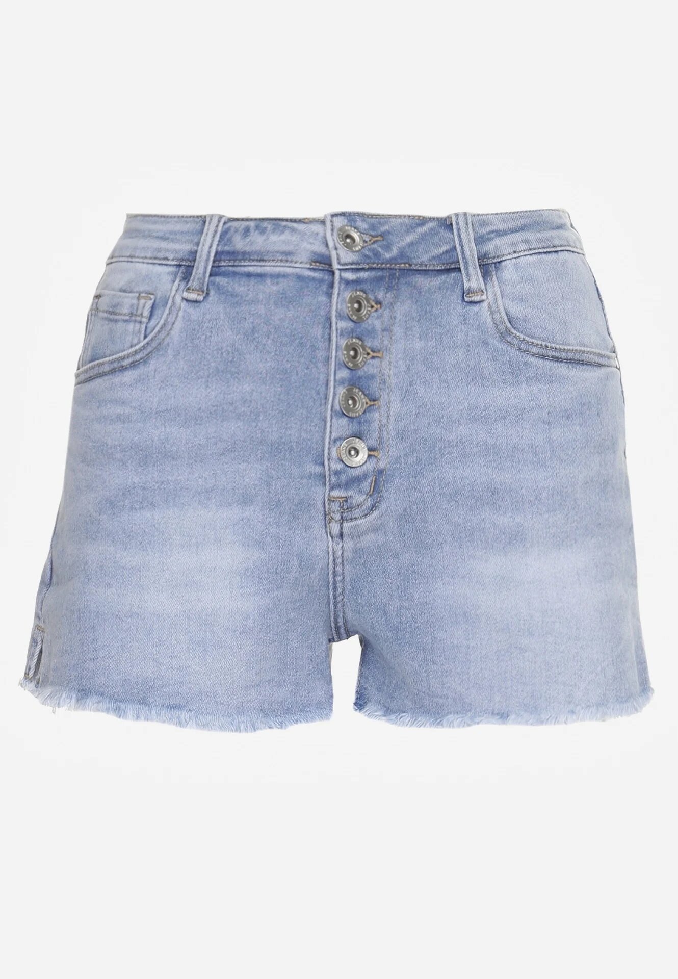 milas91 Pantaloni scurți din denim albaștri Casual Talie înaltă decorați cu nasturi Leviana