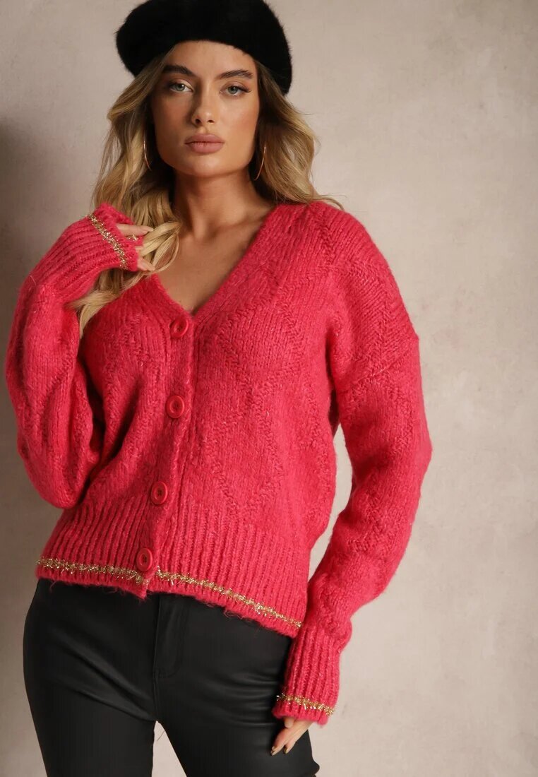 miss poem Cardigan Fucsia Cusut cu fir metalic Vorttisa