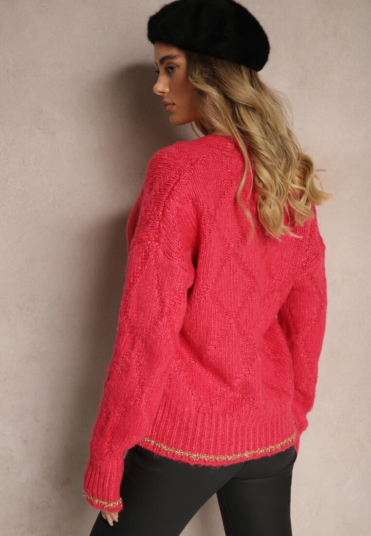 miss poem Cardigan Fucsia Cusut cu fir metalic Vorttisa