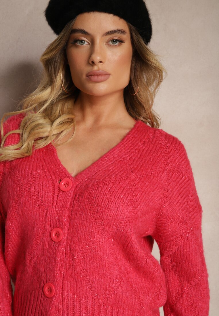 miss poem Cardigan Fucsia Cusut cu fir metalic Vorttisa