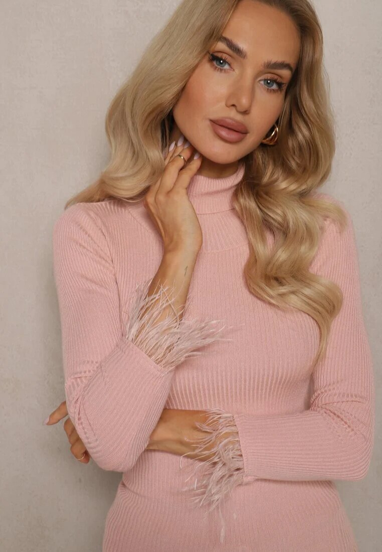 miss poem Maletă Roz deschis din Material reiat cu Viscoză Decorată cu Aplicații din Pene Ittania