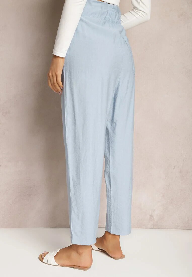 miss poem Pantaloni Albastru deschis Clasici cu Talie Elastică Paper Bag Targea