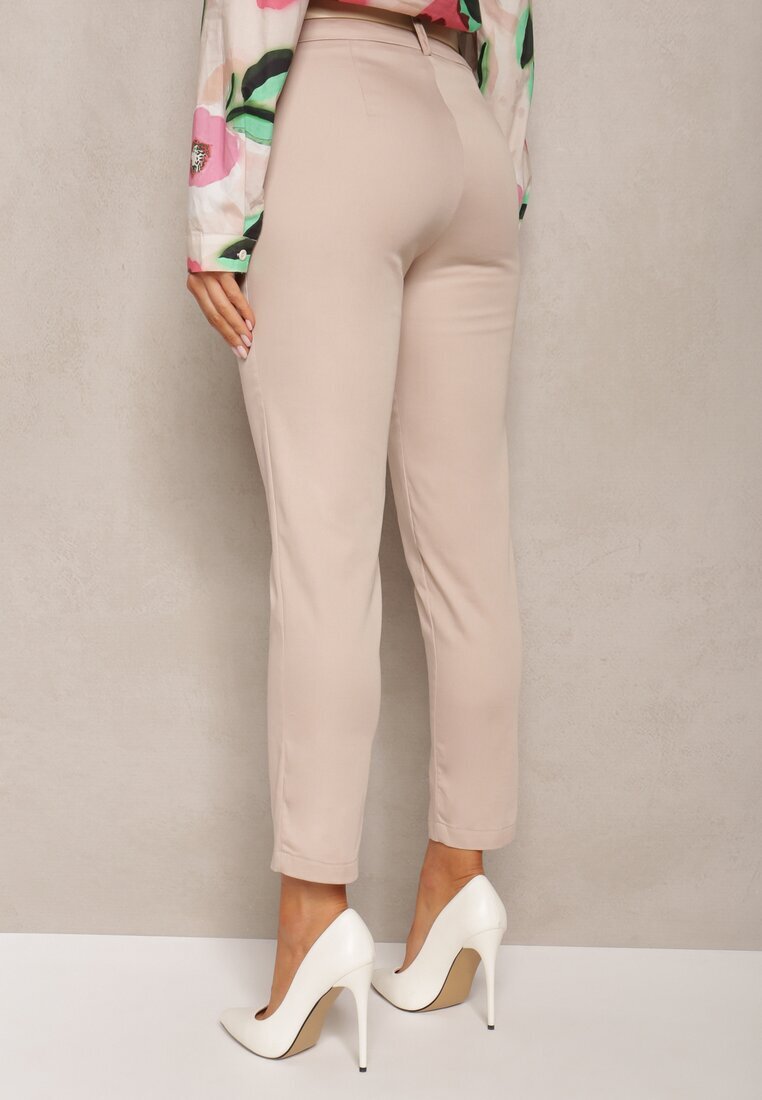 miss poem Pantaloni Bej Țigaretă High Waist Orangia