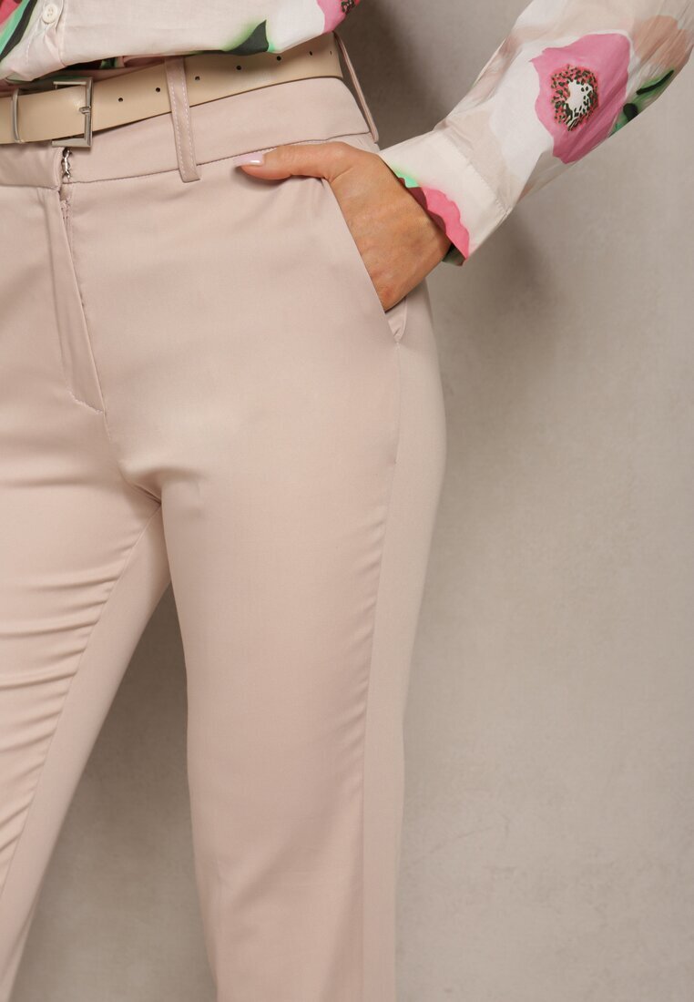 miss poem Pantaloni Bej Țigaretă High Waist Orangia