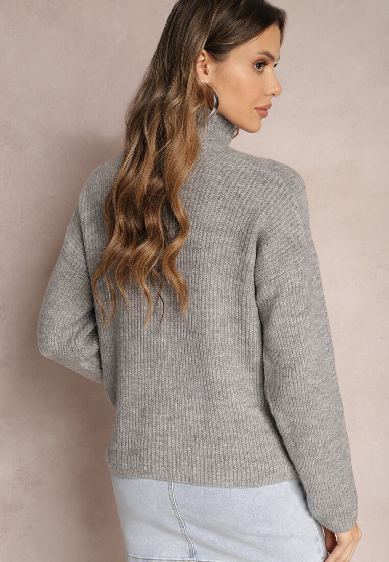 miss poem Pulover cu guler înalt Gri din Tricot Elastică Cuzze