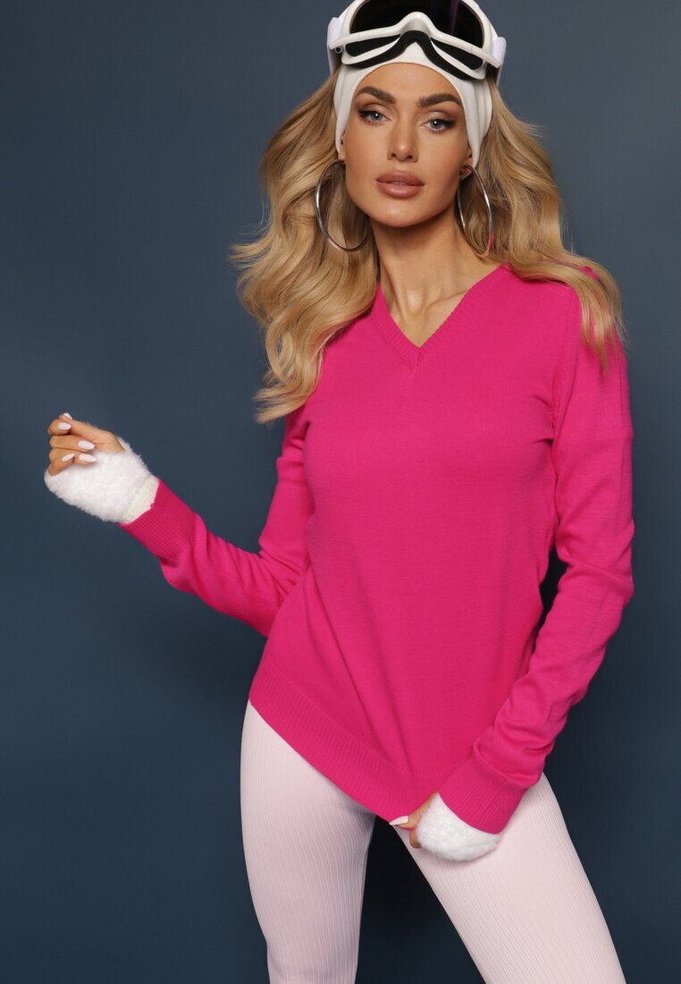 miss poem Pulover Fucsia în Stil Clasic cu Decolteu în V Feliriel