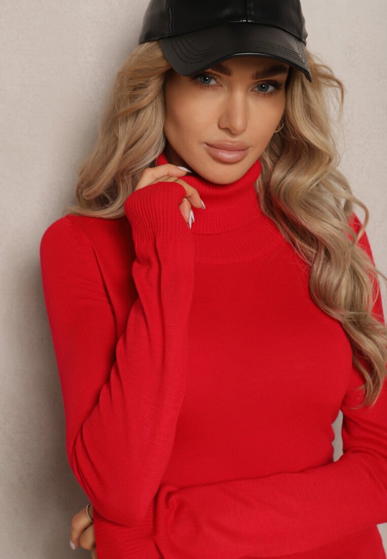 miss poem Pulover pe gât Roșu cu croi Clasic Portiana