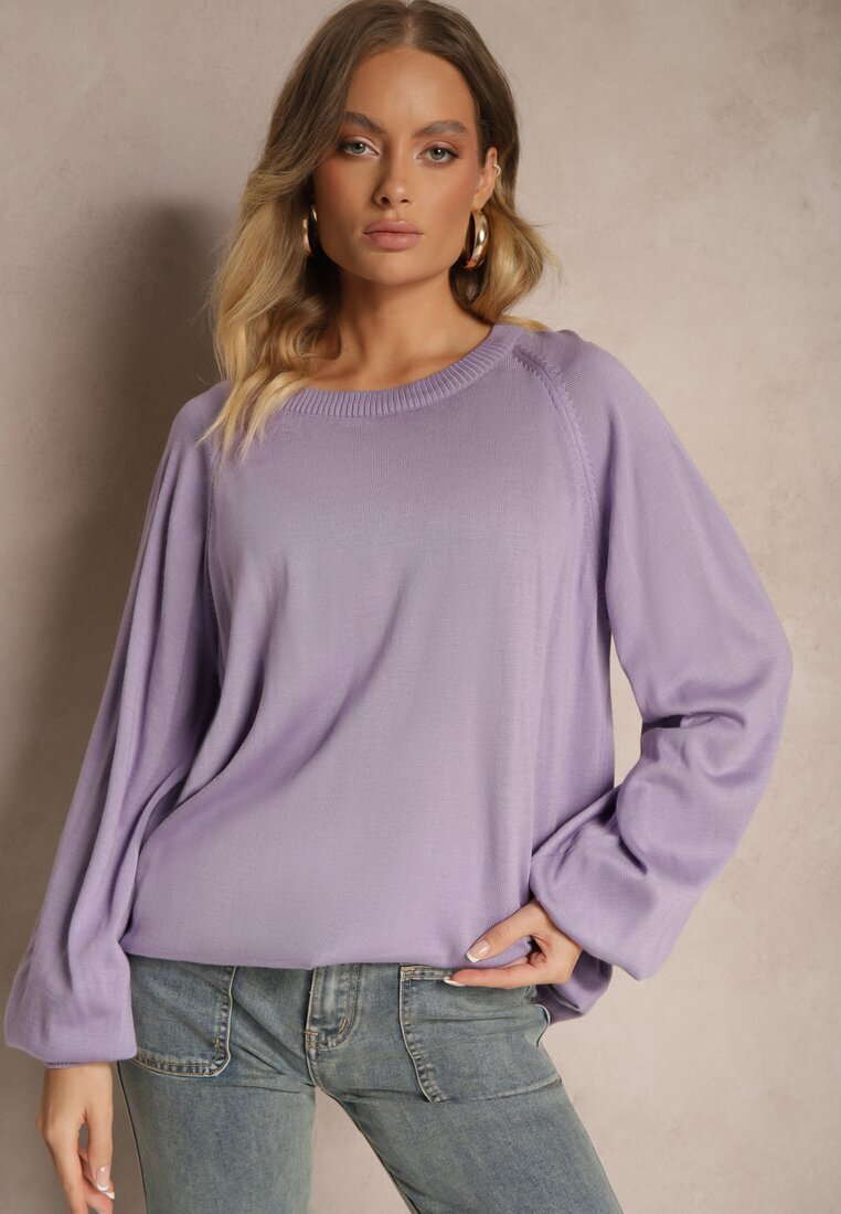 miss poem Pulover Violet Oversize Decorat cu benzi late Anittia