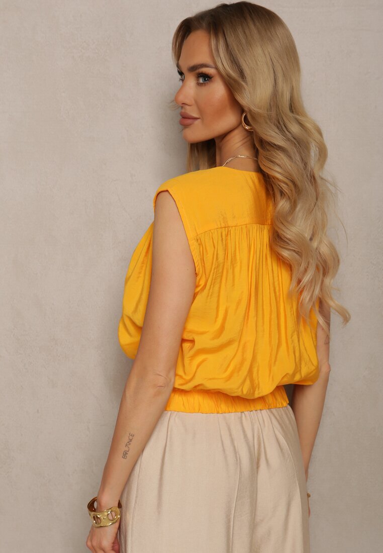 miss poem Top Portocaliu Casual din viscoză cu fermoar și decolteu petrecut Firoana