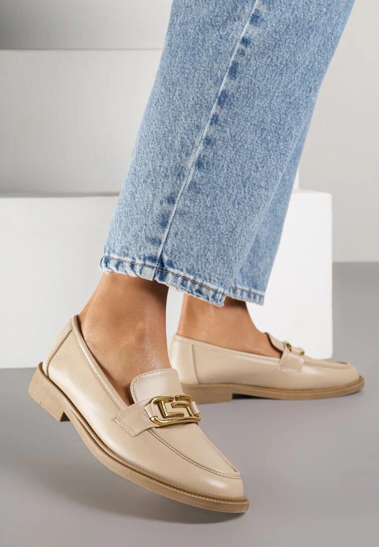  Mocasini Bej Slip-on cu cataramă Wesley