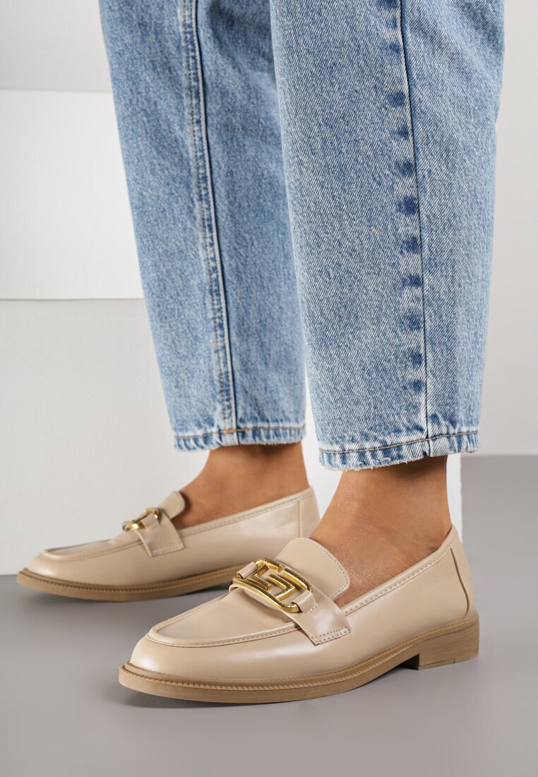  Mocasini Bej Slip-on cu cataramă Wesley
